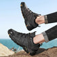 HIKEUP Four-Season Men's Hiking Shoes Outdoor Sports Genuine Leather Wear-Resistant Climbing Shoes Rubber Sole Trekking Sneaker