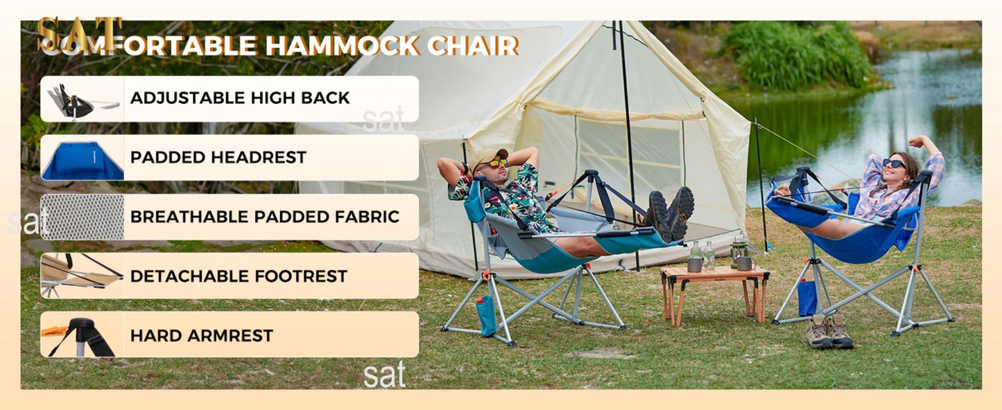 KingCamp Camping Chair, Hammock Chair, Folding Rocking Chair, Aluminum Adjustable Back Swing , Chair with Removable Footrest