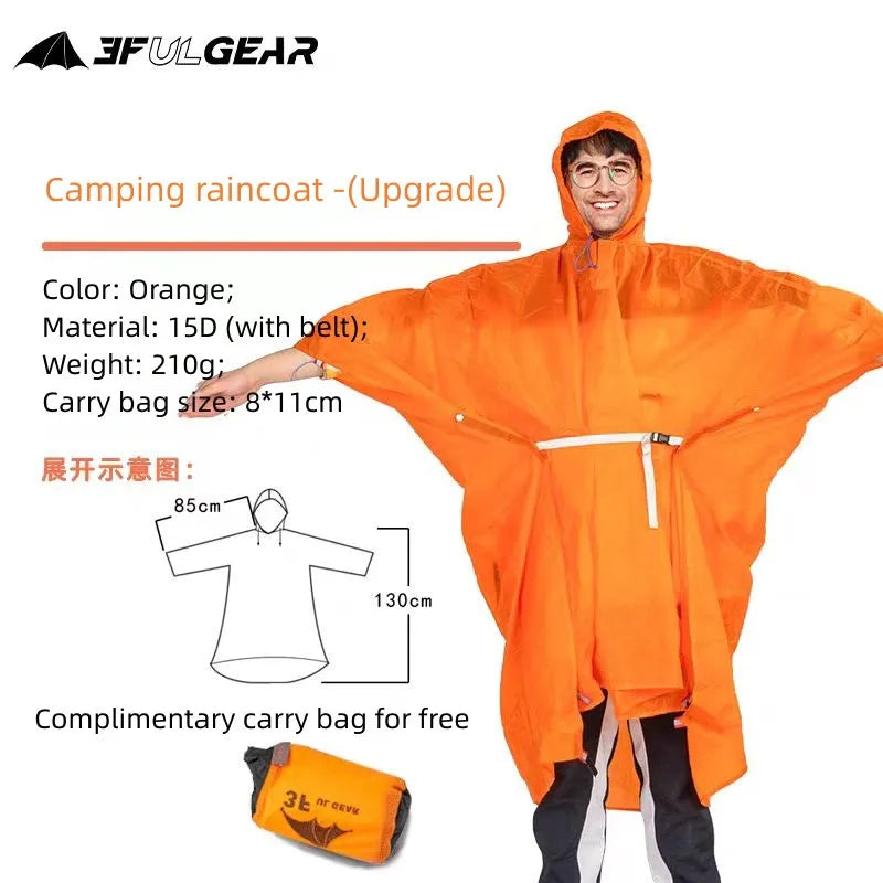 3F UL GEAR Lightweight Hiking Poncho, Waterproof Backpack Poncho Raincoat for Outdoor Trekking, Camping, Hiking