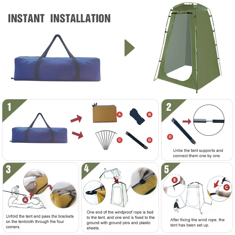 Westtune Portable Privacy Shower Tent Outdoor Waterproof  Changing Room Shelter for Camping Hiking Beach Toilet Shower Bathroom