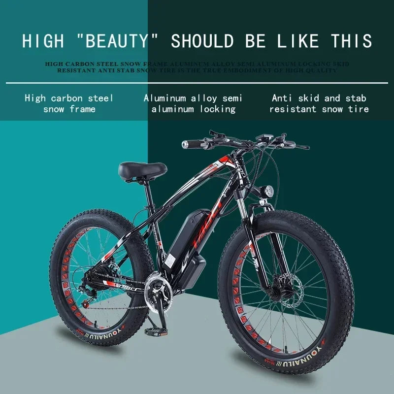 AKEZ Electric Bicycle 750W Brushless motor 48V13AH Lithium Battery 26 Inch Adult Electric Bike Fat Tire Mountain off-road  EBike