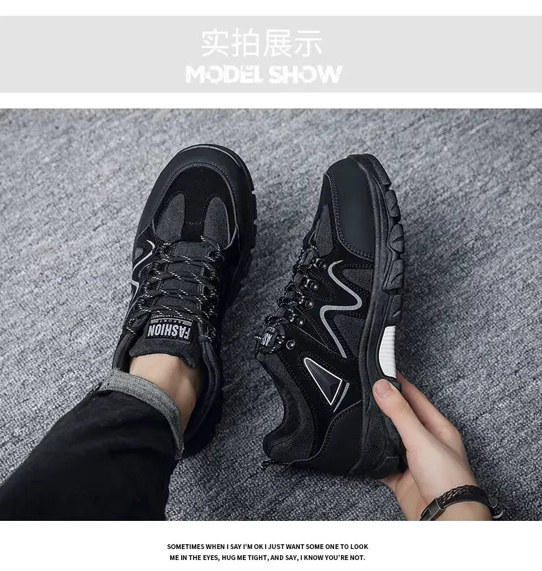 Men's Outdoor Hiking Shoes, Hiking Boots, Suede Leather Outdoor Shoes, Wear-resistant Men's Walking and Hunting Sports Shoes