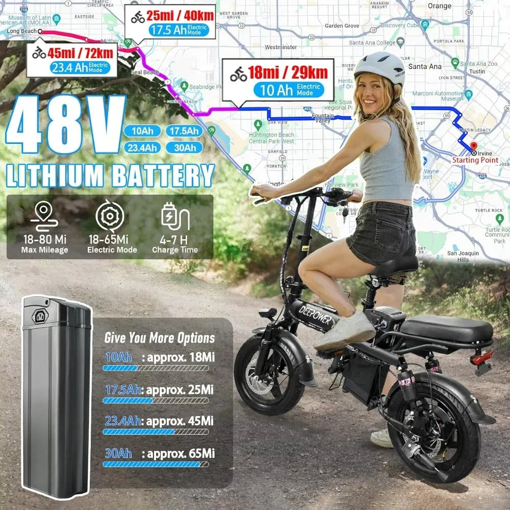 Folding Electric Bike 600WPeak Brushless,Max 70miles Range(Pure Electricity),Commuter Ebike for Adults & Teens,UL 2849 Certified