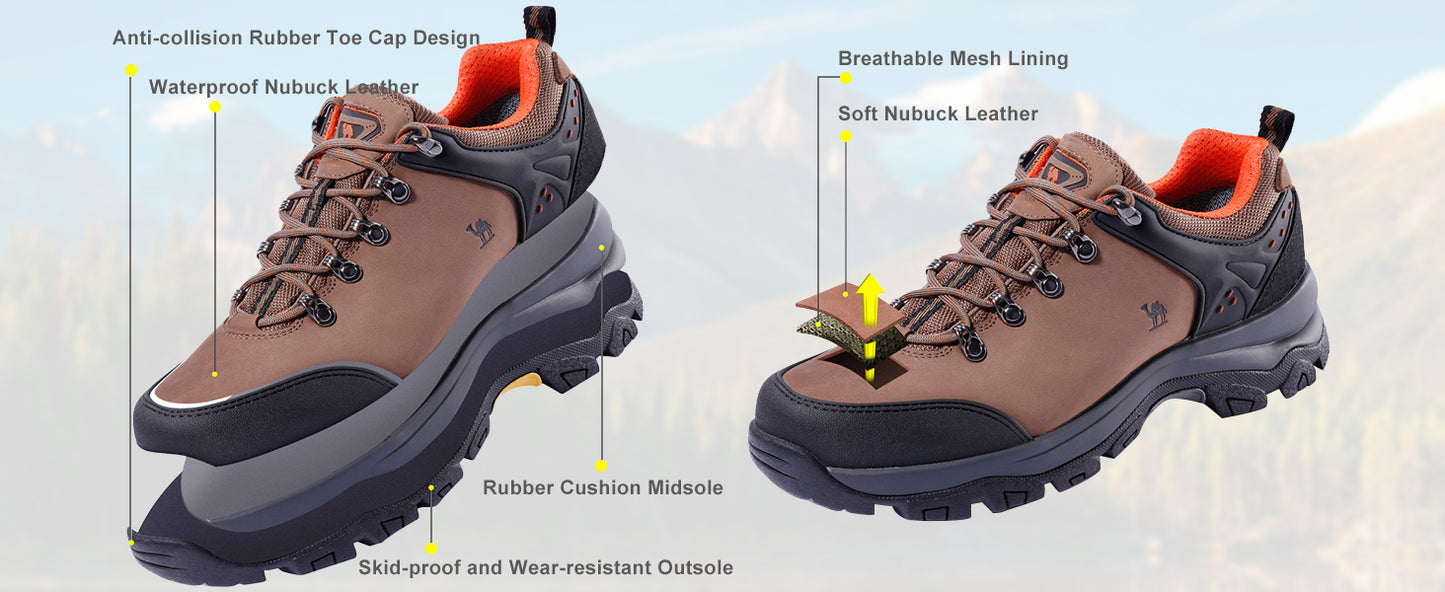 GOLDEN CAMEL Hiking Shoes for Men Waterproof Outdoor Low-top Hiking Boots Leather Men's Trekking Shoes Walking Male Sneakers New